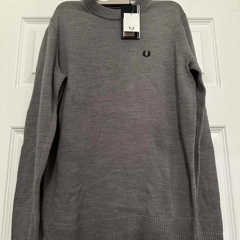 Fred Perry Charcoal Crewneck Sweater for Men